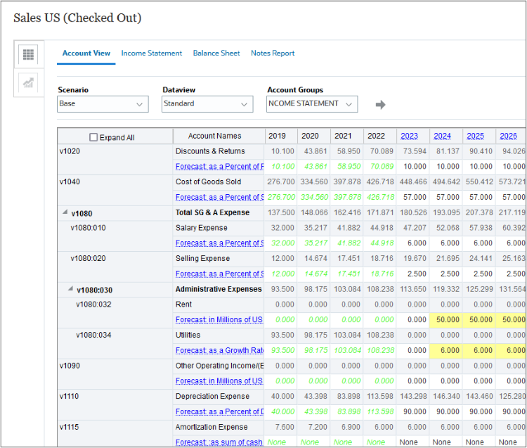 Enter subaccount data